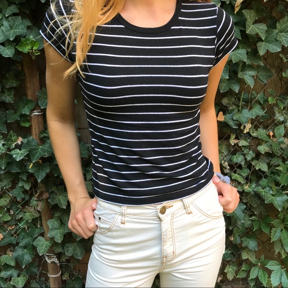 Brandy Melville black & white striped tee OS - Picture 1 of 5
